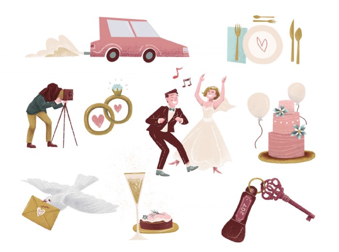 Laura Schindler, Hochzeits_Elemente_Spot_Illustrat