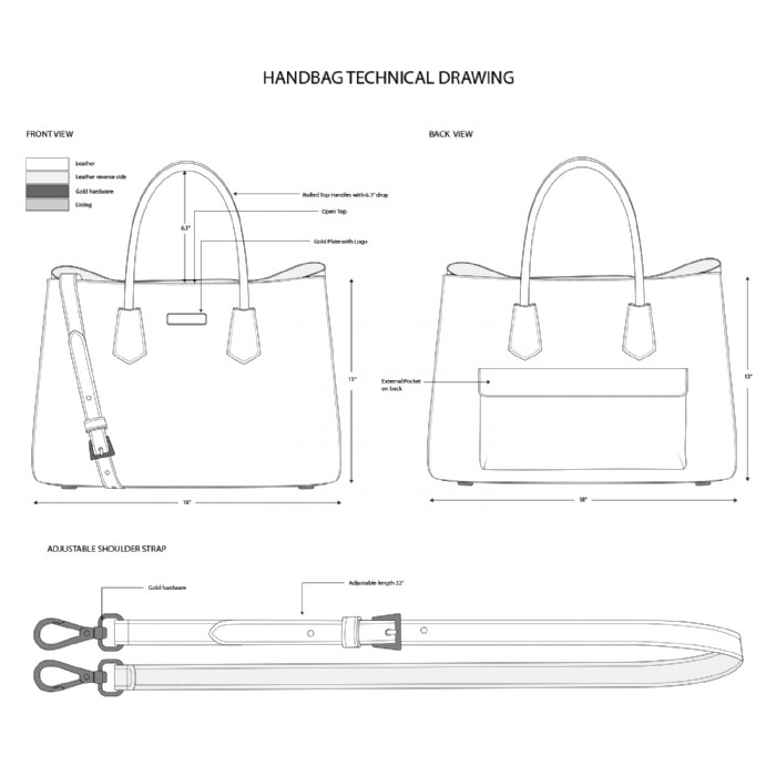 Geentanjali Behera, Handbag Technical drawings / D