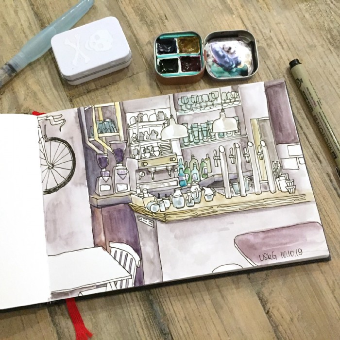 Jana Grabner, cafe-urbansketching, Illustration