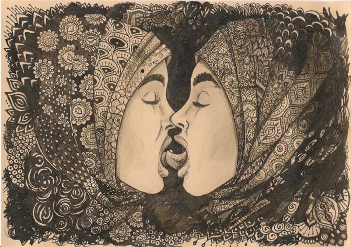 Anna Prem, Kuss_Inktober, Illustration