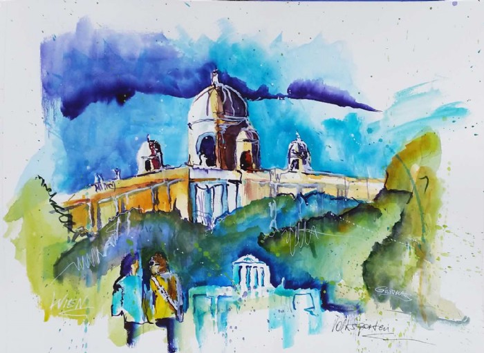 Reinhard Gussmagg, Aquarell Volksgarten