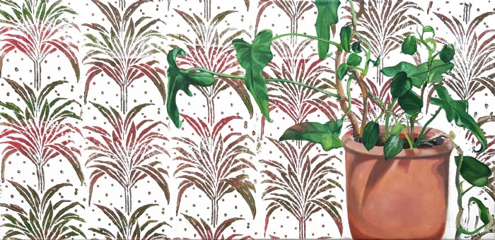 Eva Pils, Pflanze Muster_40x80 Canvas Gemaelde, Il