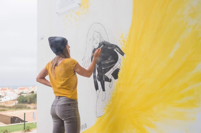 Laura Feller, Grrls Barrel_Wandbild_Aktion Hostel,